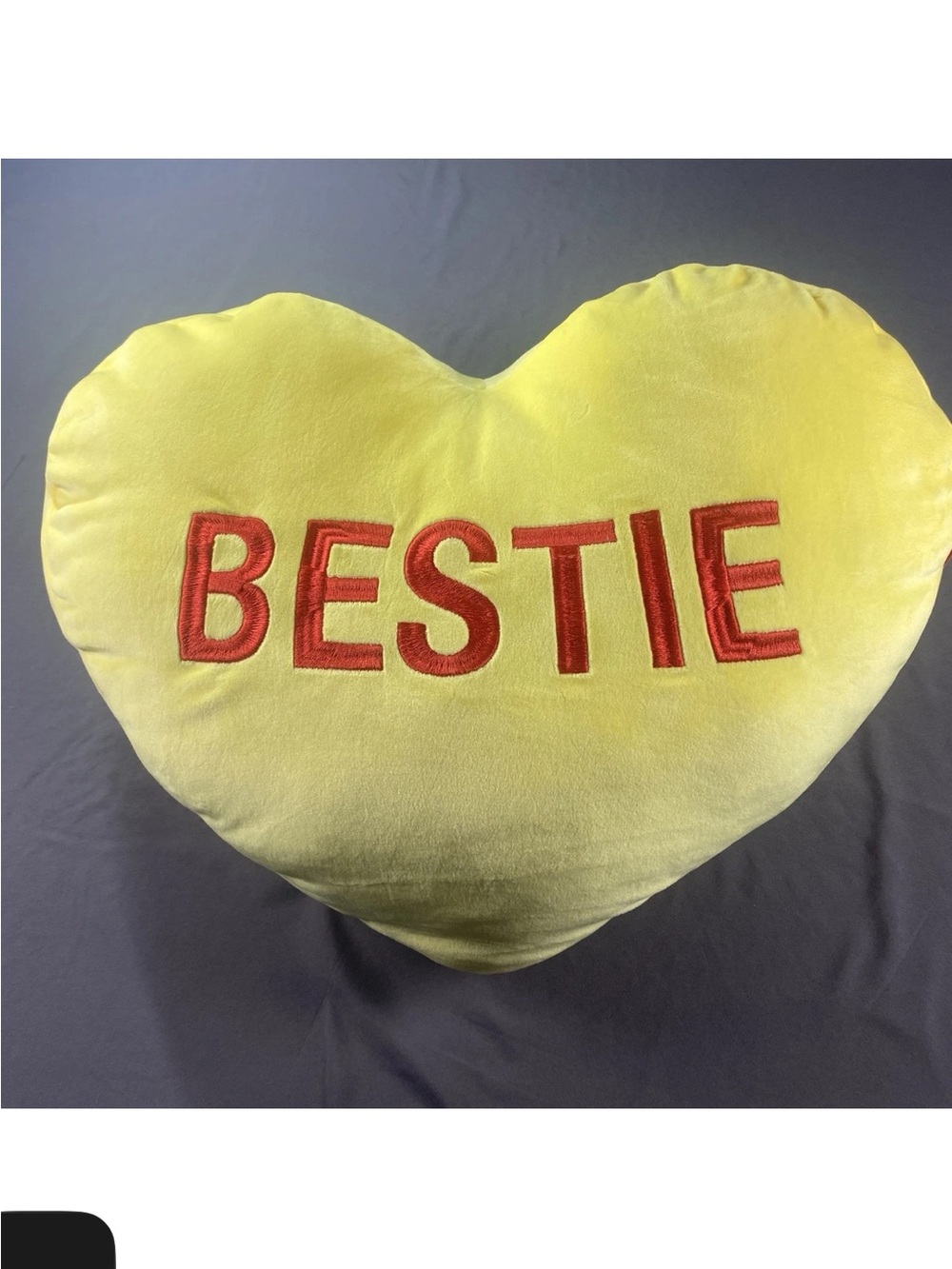 BESTIE Sweethearts Candy Conversation Heart Shaped Pillow Large 20” Plush